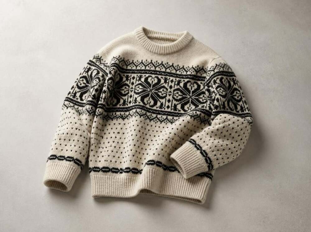 Universal Thread Sweater Size L Cream Black Nordic Snowflake Pullover